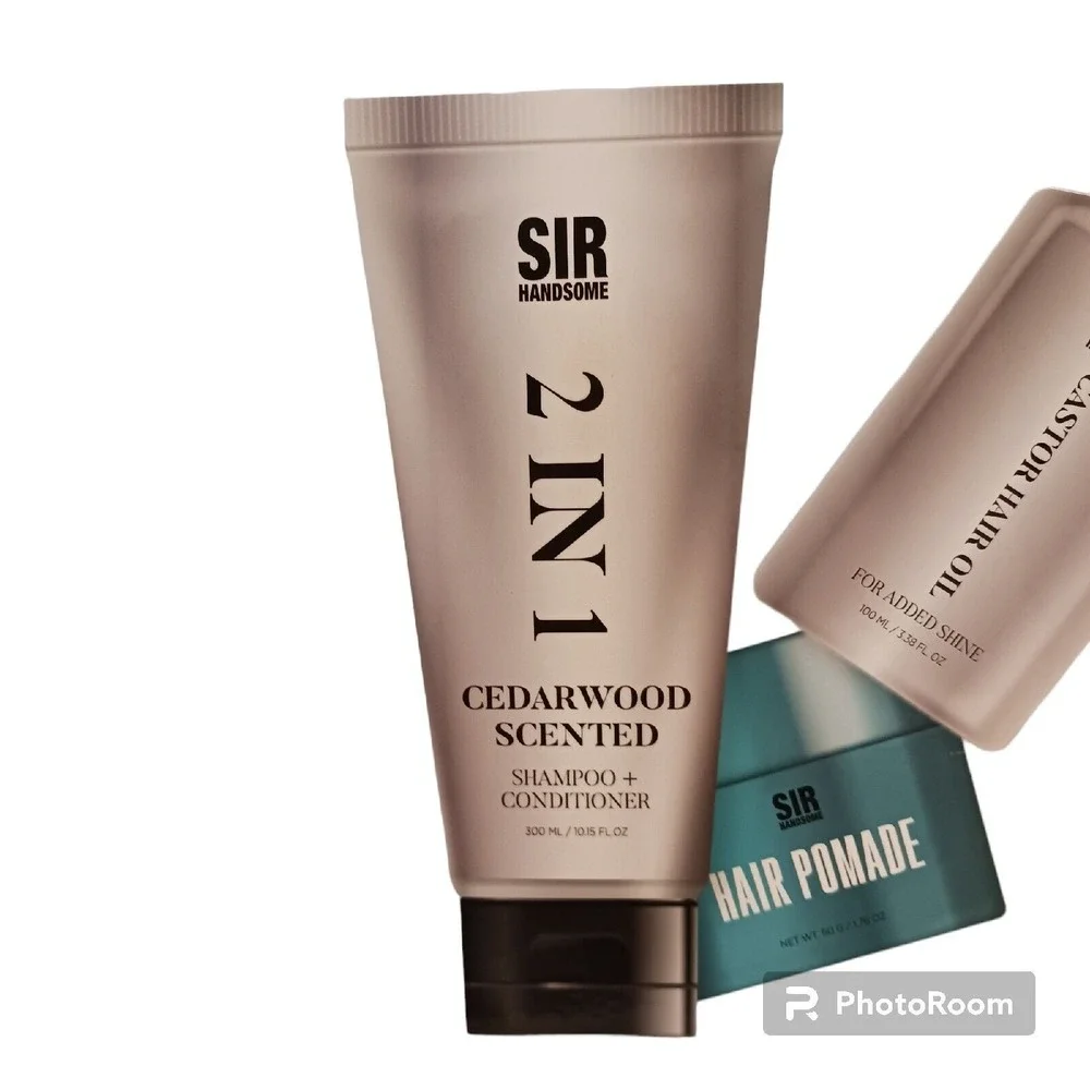 Sir‎ Hansome 3 PRODUCTS Men Hair Care ESSENTIALS Shampoo Hair Oil Shine Pomade